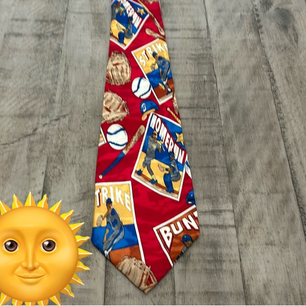 Mens Tie Baseball Theme Expresses Love of the Game